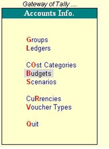Image result for create budget in tally