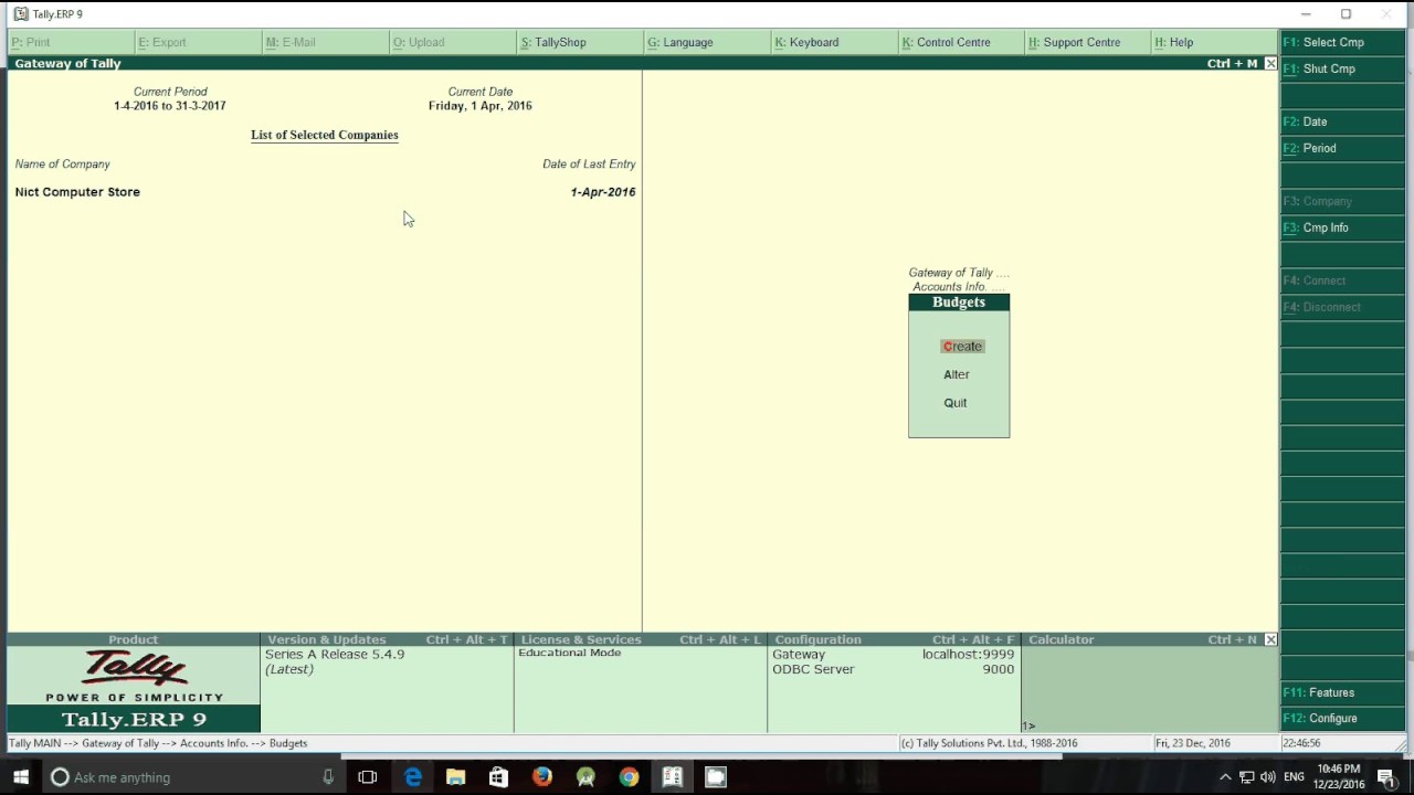 Image result for create budget in tally
