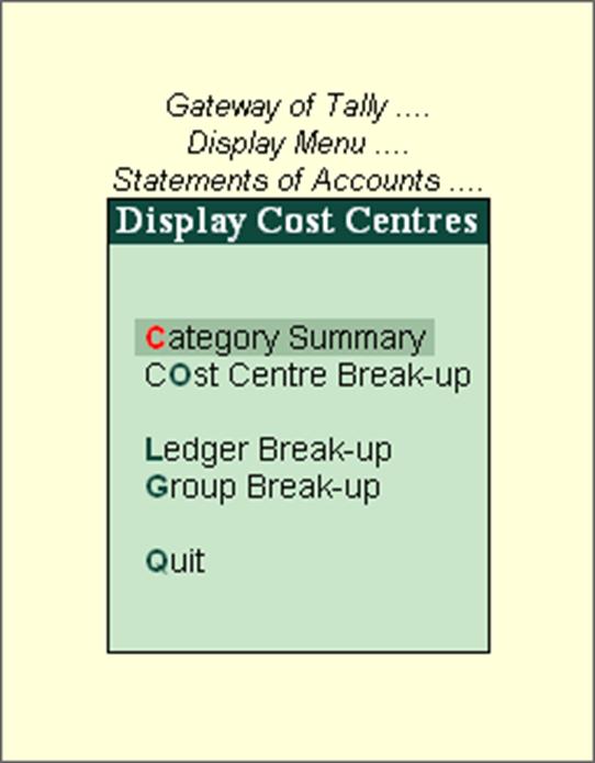 Image result for Statement of Account ,cost center breakup