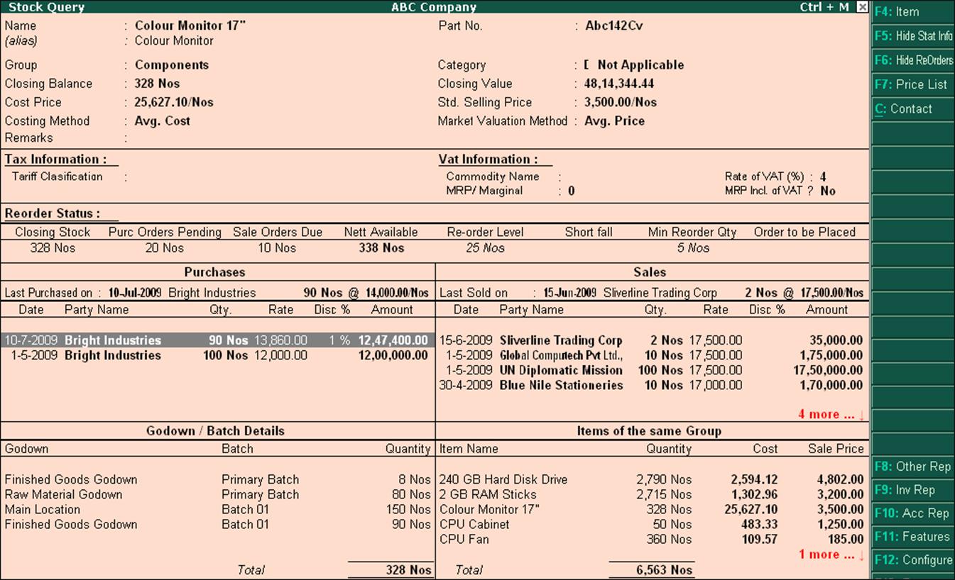 Image result for display Stock Query in tally
